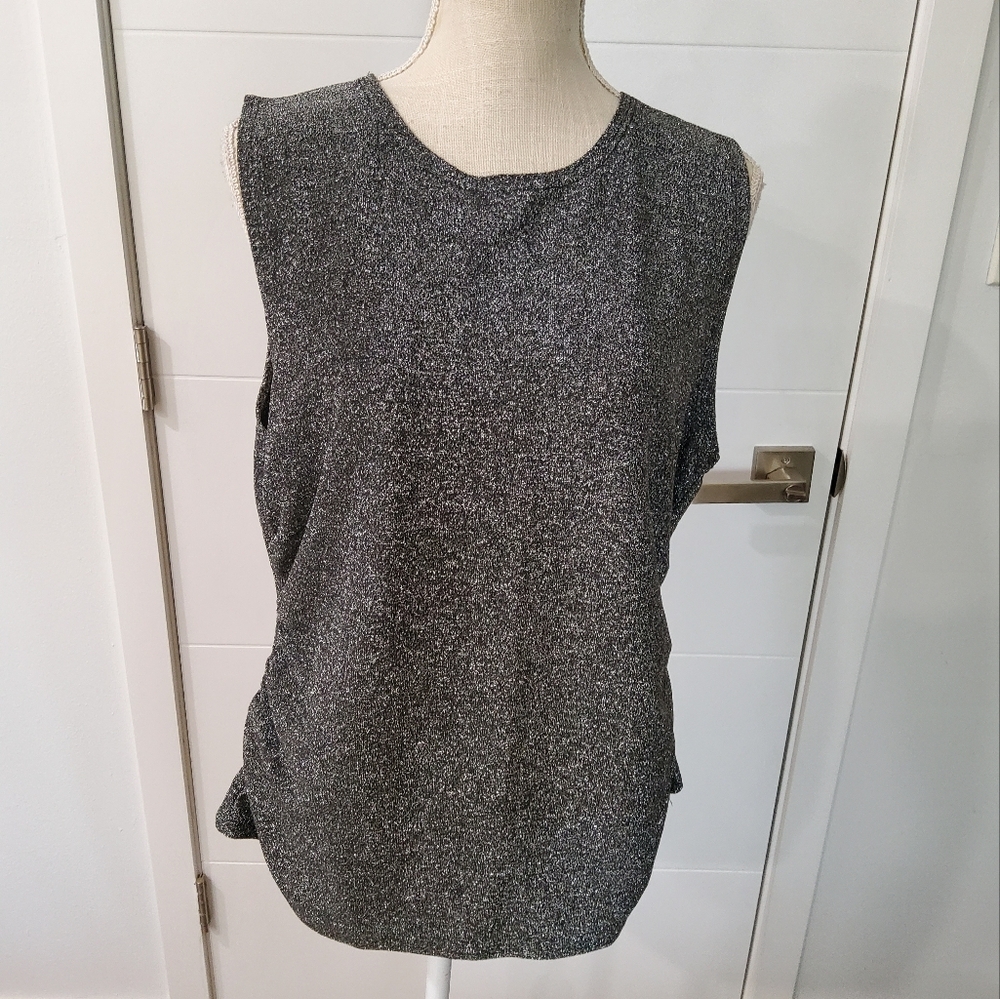 Rebecca Minkoff Sleeveless Black Silver Ruchet Top Size XL